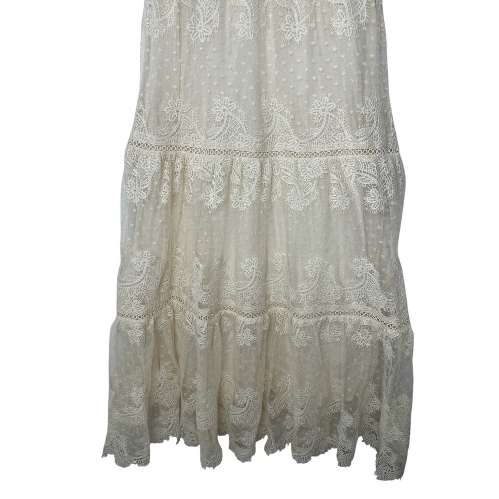 New Champagne & Strawberry Maxi Dress Women's Small Ivory Lace Wedding Romantic - Picture 9 of 12